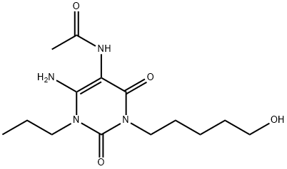 Acetamide,  N-[6-amino-1,2,3,4-tetrahydro-3-(5-hydroxypentyl)-2,4-dioxo-1-propyl-5-pyrimidinyl]- Struktur