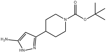 4-(5-AMino-1H-pyrazol-3-yl)piperidin-1-carboxylic acid tert-butyl ester Struktur