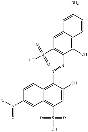 4-[(6-amino-1-hydroxy-3-sulpho-2-naphthyl)azo]-3-hydroxy-7-nitronaphthalene-1-sulphonic acid  Struktur