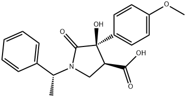 (3S,4R)-4-(3-fluorophenyl)-4-hydroxy-5-oxo-1-((R)-1-phenylethyl)pyrrolidine-3-carboxylic acid Struktur