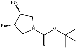 cis-3-fluoro-4-hydoxy-n- boc pyrroldine Struktur