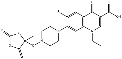 N-((4-methyl-5-methylene-2-oxo-1,3-dioxolan-4-yl)oxy)norfloxacin Struktur