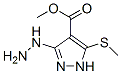 1H-Pyrazole-4-carboxylicacid,3-hydrazino-5-(methylthio)-,methylester(9CI) Struktur