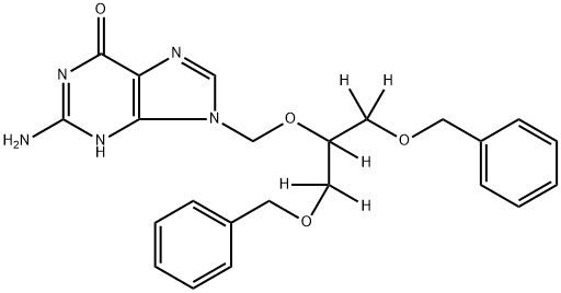 9-[[2-Benzyloxy-1-(benzyloxymethyl)-ethoxy]-methyl]guanine-d5 Struktur