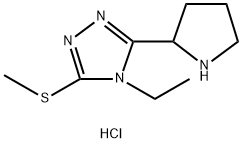 4-Ethyl-3-methylsulfanyl-5-pyrrolidin-2-yl-4H-[1,2,4]triazole hydrochloride Struktur