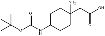 2-(1-amino-4-(tert-butoxycarbonylamino)cyclohexyl)acetic acid Struktur