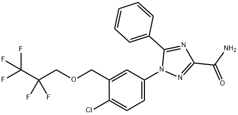 1-[4-chloro-3-(2,2,3,3,3-pentafluoropropoxymethyl)phenyl]-5-phenyl-1,2 ,4-triazole-3-carboxamide Struktur