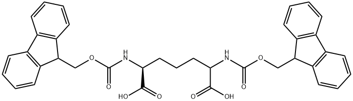 Di-Fmoc-2,6-diaminoheptanedioic acid (mixture of isomers)
 Struktur