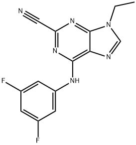 9H-Purine-2-carbonitrile, 6-[(3,5-difluorophenyl)aMino]-9-ethyl- Struktur