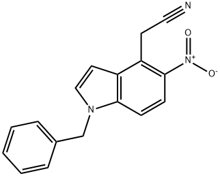 1H-INDOLE-4-ACETONITRILE, 5-NITRO-1-(PHENYLMETHYL)- Struktur