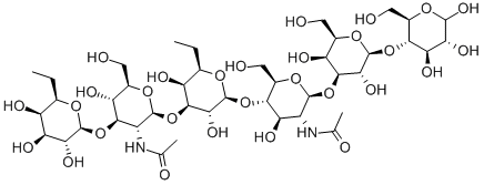 ALPHA-FUC-[1->2]-BETA-GAL-[1->3]-(ALPHA-FUC-[1->4])-BETA-GLCNAC-[1->3]-BETA-GAL-[1->4]-(ALPHA-FUC-[1->3])-BETA-GLCNAC-[1->3]-BETA-GAL-[1->4]-GLC Struktur