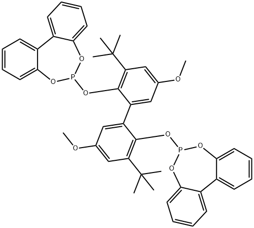 6,6'-[(3,3'-Di-t-butyl-5,5'-dimethoxy-1,1'-biphenyl-2,2'-diyl)bis(oxy)]bis(dibenzo[d,f][1,3,2]dioxaphosphepin)hemiethylacetateadduct Struktur