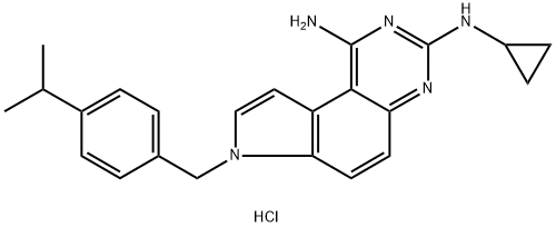 7H-Pyrrolo[3,2-f]quinazoline-1,3-diaMine, N3-cyclopropyl-7-[[4-(1-Methylethyl)phenyl]Methyl]-, (Hydrochloride) (1:2) Struktur