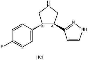 3-[(3S,4R)-4-(4-Fluoro-phenyl)-pyrrolidin-3-yl]-1H-pyrazole dihydrochloride Struktur