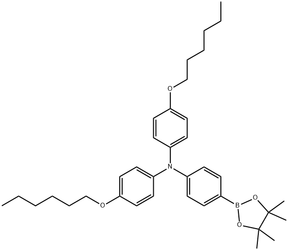 BenzenaMine, N,N-bis[4-(hexyloxy)phenyl]-4-(4,4,5,5-tetraMethyl-1,3,2-dioxaborolan-2-yl)- Struktur