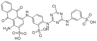 1-Amino-4-[[4-[[4-chlor-6-[[3(oder 4)-sulfophenyl]amino]-1,3,5-triazin-2-yl]amino]-3-sulfophenyl]amino]-9,10-dihydro-9,10-dioxoanthracen-2-sulfonsure