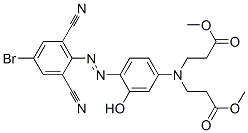 N-[4-[(4-Bromo-2,6-dicyanophenyl)azo]-3- hydroxyphenyl]-N-(3-methoxy-3-oxopropyl) β-alanine methyl ester Struktur