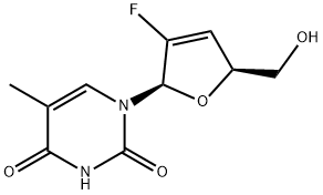 3'-deoxy-2',3'-didehydro-2'fluorothymidine Struktur