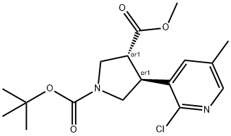 (Racemic trans)-1-tert-butyl 3-methyl 4-(2-Chloro-5-methylpyridin-3-yl)pyrrolidine-1,3-dicarboxylate Struktur