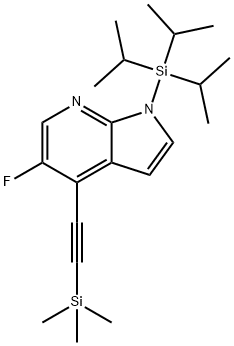 5-Fluoro-1-(triisopropylsilyl)-4-((trimethylsilyl) ethynyl)-1H-pyrrolo[2,3-b]pyridine Struktur