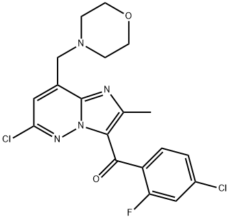 (4-氯-2-氟苯基)(6-氯-2-甲基-8-(嗎啉甲基)咪唑并[1,2-B]吡嗪-3-基)甲酮, 1229236-83-2, 結(jié)構(gòu)式