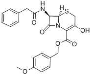 7-PHENYLACETAMIDE-3-HYDROXY-3-CEPHEM-4-CARBOXYLIC ACID P-METHOXYBENZYL ESTER Struktur