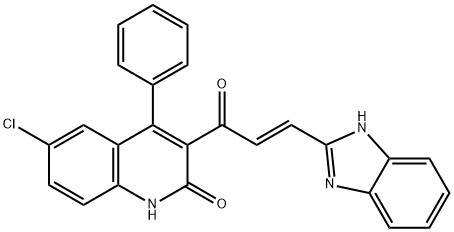 (E)-3-(1H-Benzo[d]imidazol-2-yl)-1-(6-chloro-2-hydroxy-4-phenylquinolin-3-yl)prop-2-en-1-one Struktur