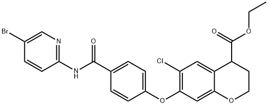 ethyl 7-(4-(5-bromopyridin-2-ylcarbamoyl)phenoxy)-
6-chlorochroman-4-carboxylate Struktur