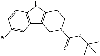 tert-butyl 8-bromo-1,3,4,5-tetrahydro-2H-pyrido[4,3-b]indole-2-carboxylate Struktur