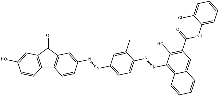 2-Naphthalenecarboxamide, N-(2-chlorophenyl)-3-hydroxy- 4-[[4-[(7-hydroxy-9-oxo-9H-fluoren-2-yl)azo]-2 -methylphenyl]azo]- Struktur