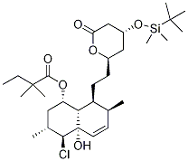 2,2-Dimethylbutanoic Acid [1S-[1a,3a,4,4aa,7,8(2S*,4S*)]]-4-Chloro-8-[2-[4-[[(1,1-Dimethylethyl)dimethylsilyl]oxy]tetrahydro-6-oxo-2H-pyran-2-yl]ethyl]-1,2,3,4,4a,7,8,8a-octahydro-4a-hydroxy-3,7-dimethyl-1-naphthalenyl Ester Struktur