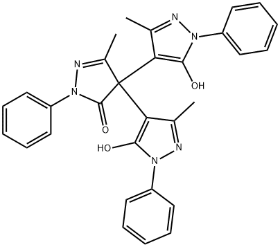 3H-Pyrazol-3-one, 2,4-dihydro-4,4-bis(5-hydroxy-3-Methyl- 1-phenyl-1H-pyrazol-4-yl)-5-Methyl-2-phenyl- Struktur