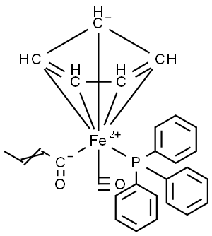 (R)-(-)-CROTONYL CYCLOPENTANEDIENYL IRON CARBONYL TRIPHENYLPHOSPHINE COMPLEX Struktur