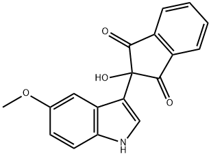 2-Hydroxy-2-(5-methoxy-1H-indol-3-yl)-indan-1,3-dione Struktur