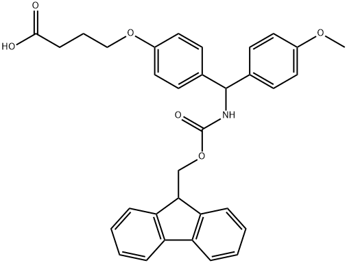 FMOC-4-METHOXY-4'-(GAMMA-CARBOXYPROPYLOXY)-BENZHYDRYLAMINE Struktur