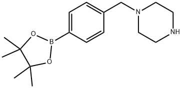 1-(4-(4,4,5,5-Tetramethyl-1,3,2-dioxaborolan-2-yl)benzyl)piperazine Struktur