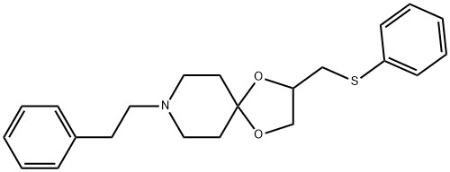 8-phenethyl-2-phenylsulphanylMethyl-1,4-dioxa-8-azaspiro[4,5]decane Struktur