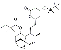 2,2-Dimethylbutanoic Acid [3R-[3a,5,5aa,6a(2R*,4R*),7a,9aS*]]-6-[2-[4-[[(1,1-Dimethylethyl)dimethylsilyl]oxy]tetrahydro-6-oxo-2H-pyran-2-yl]ethyl]-3,4,5,5a,6,7-hexahydro-7-methyl-2H-3,9a-methano-1-benzoxepin-5-yl Ester Struktur