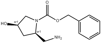 (2S,4S)-benzyl 2-(aminomethyl)-4-hydroxypyrrolidine-1-carboxylate Struktur