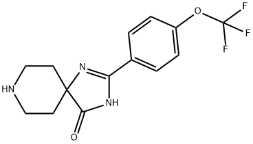 4-Oxo-2-[4-(trifluoromethoxy)phenyl]-1,3,8-triazaspiro[4.5]dec-1-ene, 4-(4-Oxo-1,3,8-triazaspiro[4.5]dec-1-en-2-yl)-alpha,alpha,alpha-trifluoroanisole Struktur