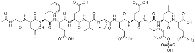 AC-GLY-ASP-PHE-GLU-GLU-ILE-PRO-GLU-GLU-TYR(SO3H)-LEU-GLN-OH Struktur