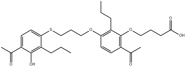 4-[6-乙?；?3-[3-[(4-乙酰基-3-羥基-2-丙基苯基)硫]丙氧基]-2-丙基苯氧基]丁酸, 125961-82-2, 結構式