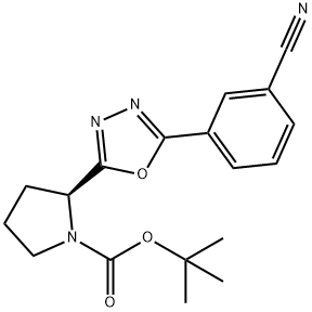 (S)-tert-butyl 2-(5-(3-cyanophenyl)-1,3,4-oxadiazol-2-yl)pyrrolidine-1-carboxylate Struktur