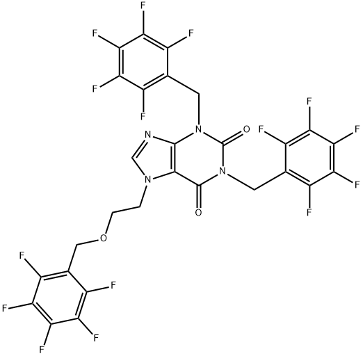 N1,N3-bis(pentafluorobenzyl)-N7-(2-(pentafluorobenzyloxy)ethyl)xanthine Struktur