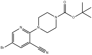 tert-butyl 4-(5-bromo-3-cyanopyridin-2-yl)piperazine-1-carboxylate Struktur