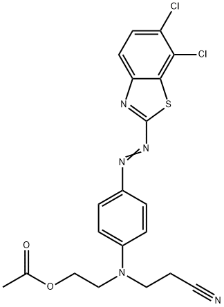 Propanenitrile, 3-[[2-(acetyloxy)ethyl][4- [(6,7-dichloro-2-benzothiazolyl)azo]phenyl]amino ]- Struktur