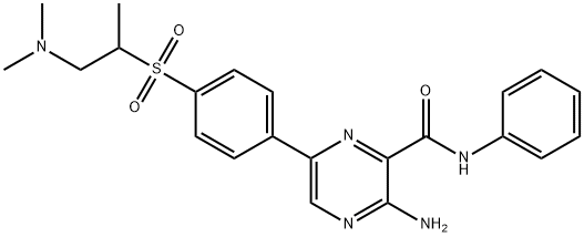 3-Amino-6-[4-[[2-(dimethylamino)-1-methylethyl]sulfonyl]phenyl]-N-phenyl-2-pyrazinecarboxamide Struktur