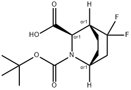 (1R,3R,4R)-Rel-2-Boc-5,5-difluoro-2-azabicyclo-[2.2.2]octane-3-carboxylic acid Struktur