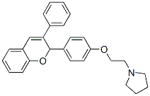 2-(4-(2-pyrrolidinoethoxy)phenyl)-3-phenyl-2H-1-benzopyran Struktur