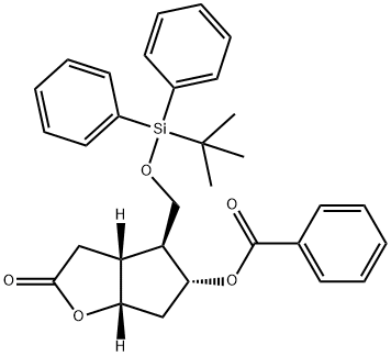 2H-Cyclopenta[b]furan-2-one, 5-(benzoyloxy)-4-[[[(1,1-dimethylethyl)diphenylsilyl]oxy]methyl]hexahydro-, (3aR,4S,5R,6aS)- Struktur